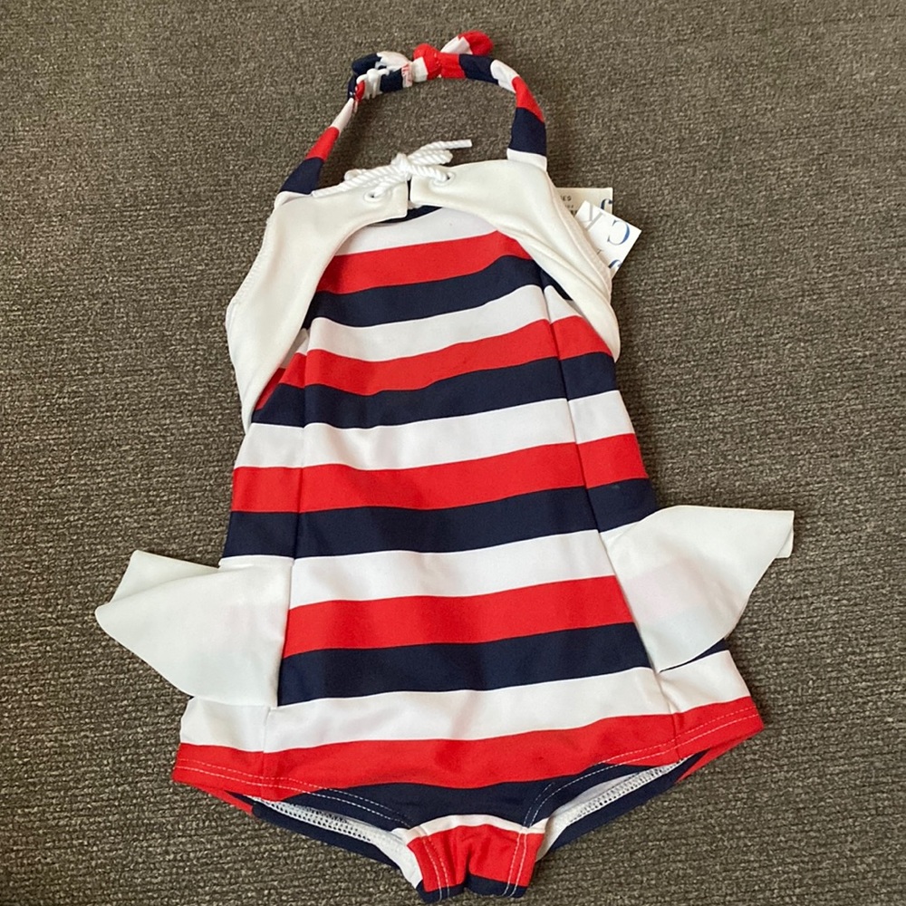 NWT Janie and Jack sailor stripe 6-12 month bathing suit